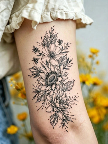 Black Rose Flower Tattoo Sticker II