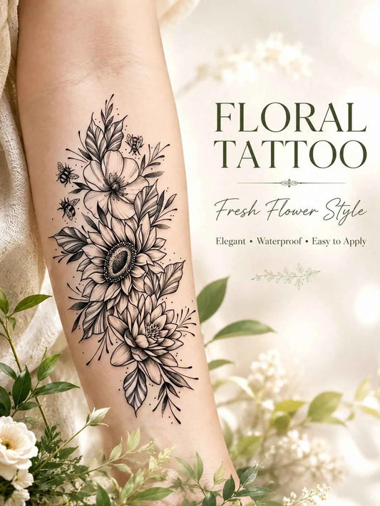 Black Rose Flower Tattoo Sticker II