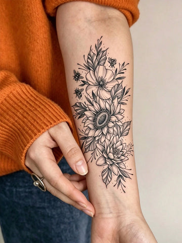 Black Rose Flower Tattoo Sticker II