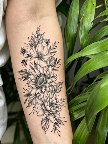 Black Rose Flower Tattoo Sticker II