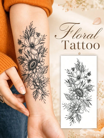 Black Rose Flower Tattoo Sticker II