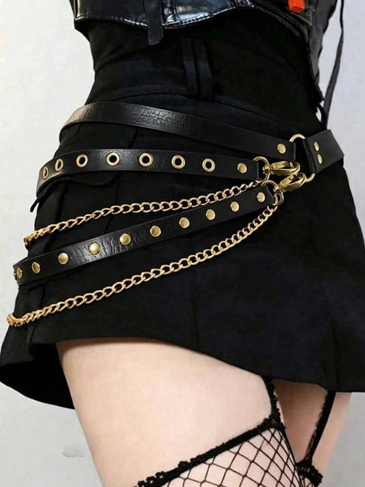 Waist Chain Tassel Cincher - Black