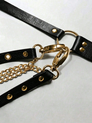 Waist Chain Tassel Cincher - Black