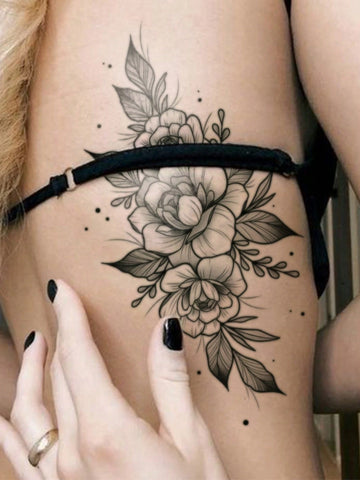 Black Rose Flower Tattoo Sticker IV