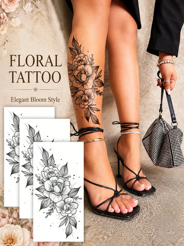 Black Rose Flower Tattoo Sticker IV