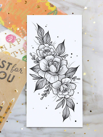 Black Rose Flower Tattoo Sticker IV