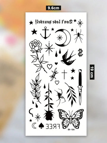 Moon Swallow Rose Butterfly Tattoo Set
