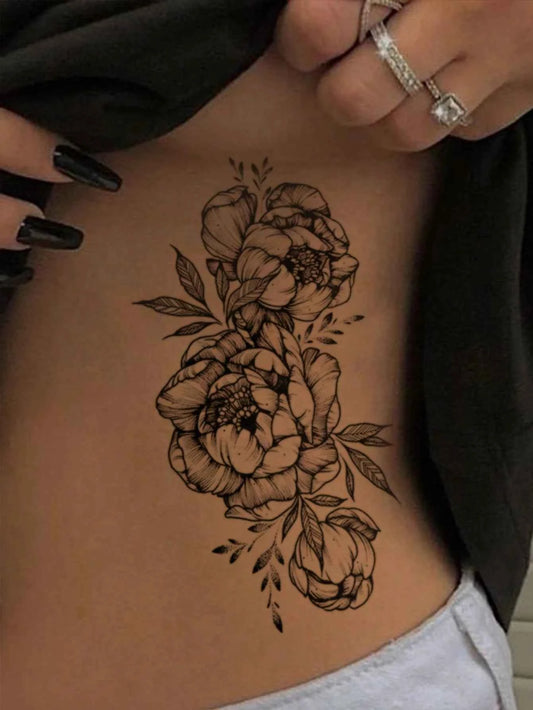 Black Rose Flower Tattoo Sticker