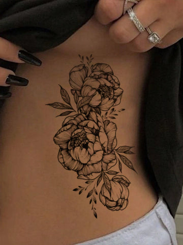 Black Rose Flower Tattoo Sticker