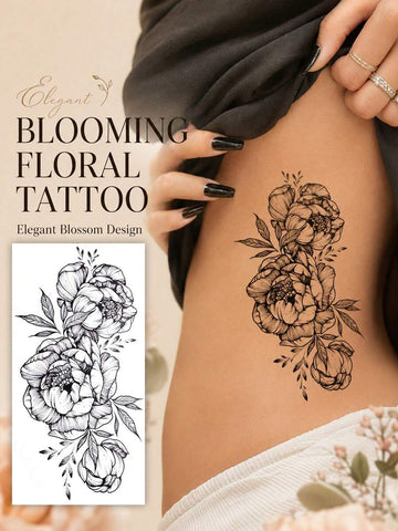 Black Rose Flower Tattoo Sticker