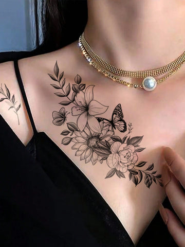 Black Rose Flower Tattoo Sticker III