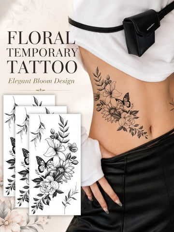 Black Rose Flower Tattoo Sticker III