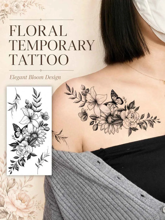 Black Rose Flower Tattoo Sticker III