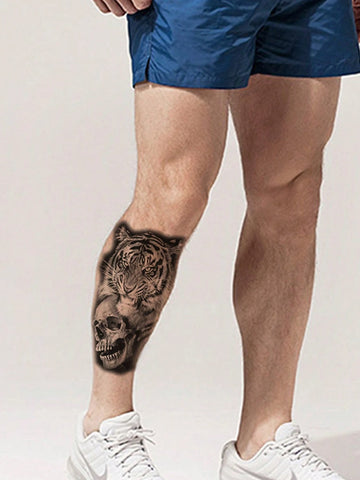 Halloween Tiger Lion Skull Tattoo Set