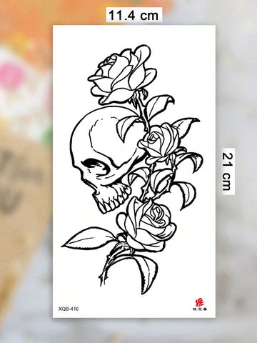 Halloween Skull Rose Tattoo Sticker