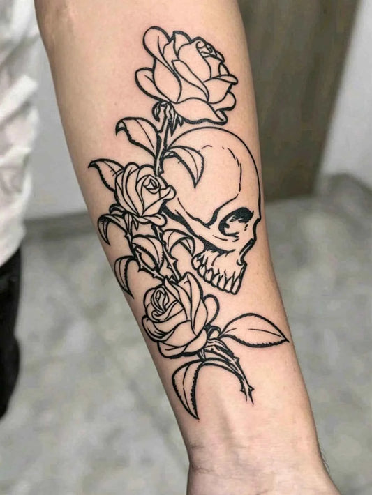 Halloween Skull Rose Tattoo Sticker