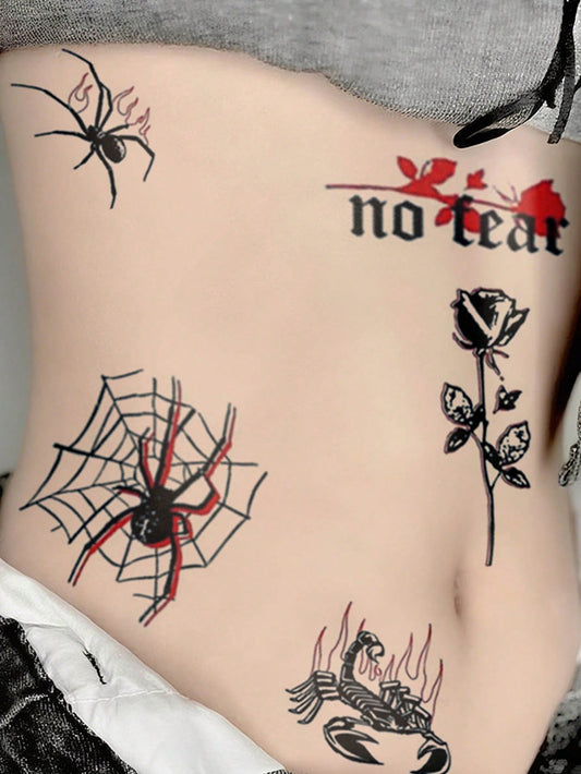 Gothic Spider Rose Scorpion Tattoo Set