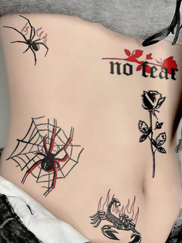 Gothic Spider Rose Scorpion Tattoo Set