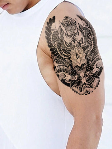 Owl Warrior Wings Tattoo Sticker