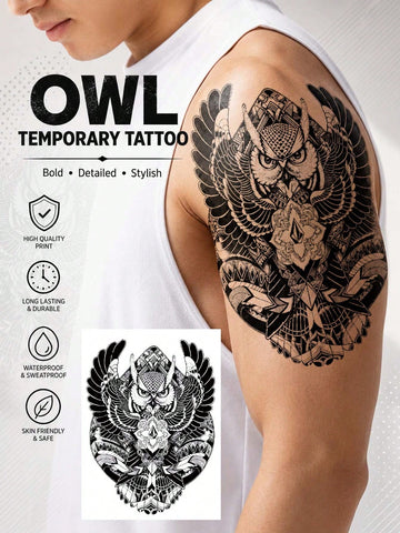 Owl Warrior Wings Tattoo Sticker