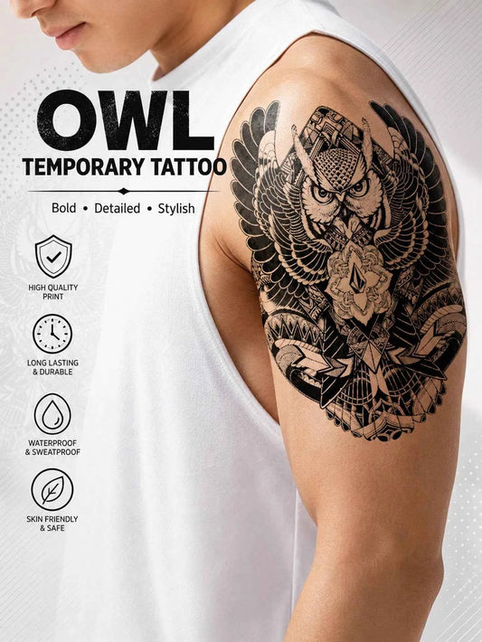 Owl Warrior Wings Tattoo Sticker