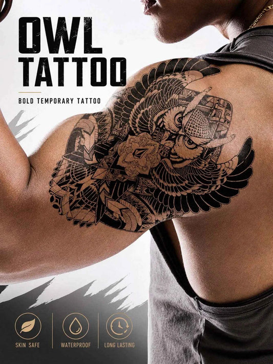Owl Warrior Wings Tattoo Sticker