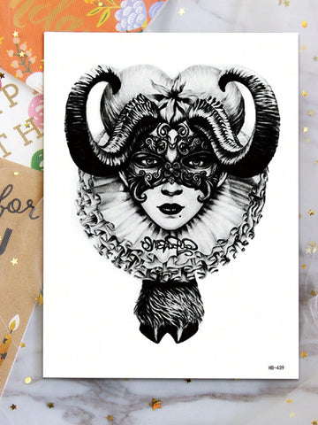 Gothic Mask Woman Tattoo Sticker