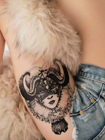 Gothic Mask Woman Tattoo Sticker