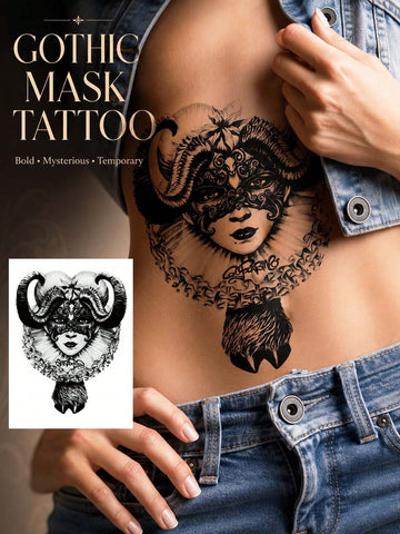 Gothic Mask Woman Tattoo Sticker