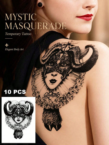 Gothic Mask Woman Tattoo Sticker