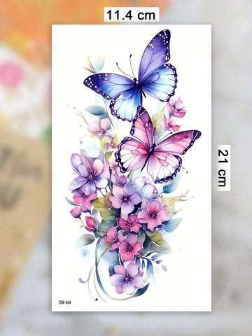 Colorful Floral Butterfly Tattoo Sticker V