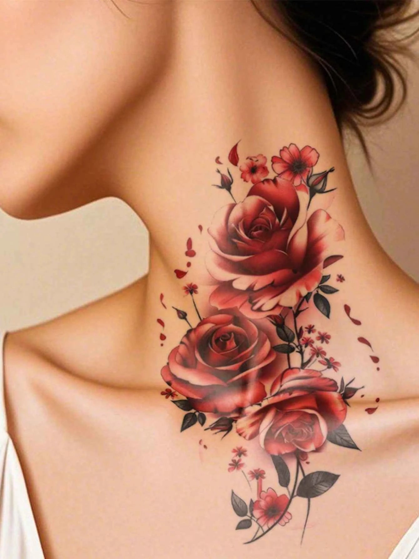 Colorful Floral Rose Butterfly Tattoo Sticker VI