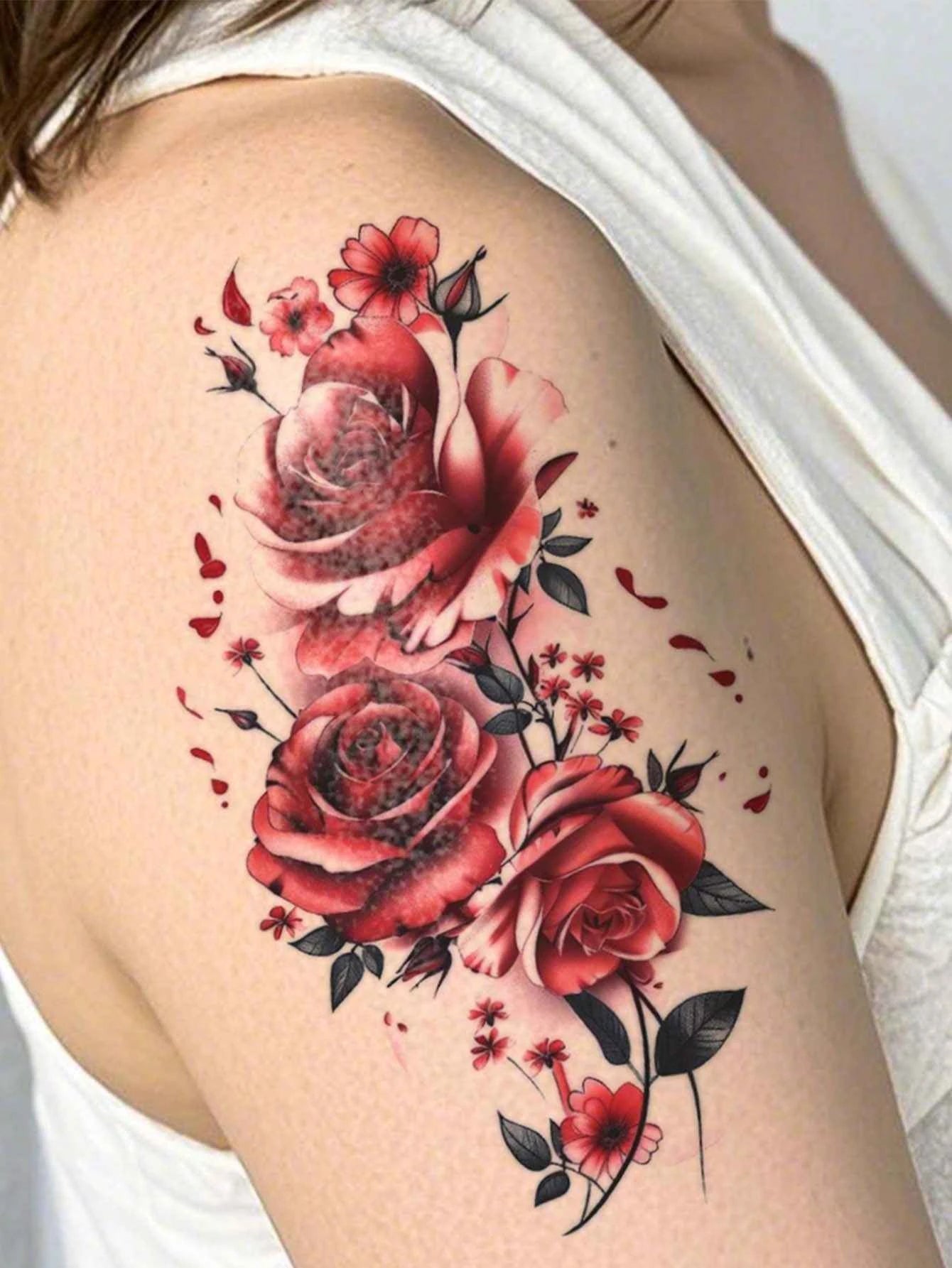 Colorful Floral Rose Butterfly Tattoo Sticker VI