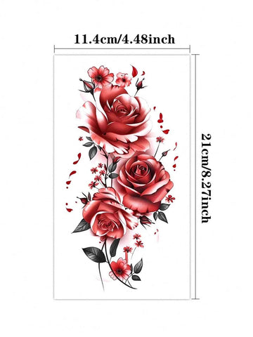 Colorful Floral Rose Butterfly Tattoo Sticker VI