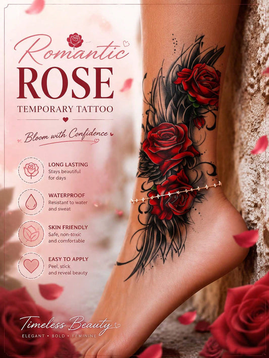 Rose Wing Tattoo Sticker