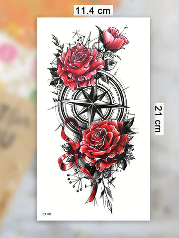 Rose Compass Gothic Tattoo Sticker