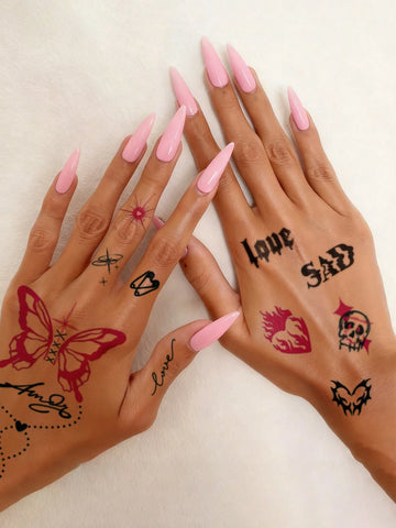 Y2K Gothic Butterfly Flame Tattoo Set