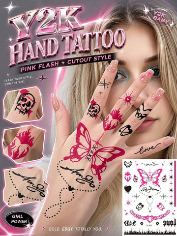 Y2K Gothic Butterfly Flame Tattoo Set