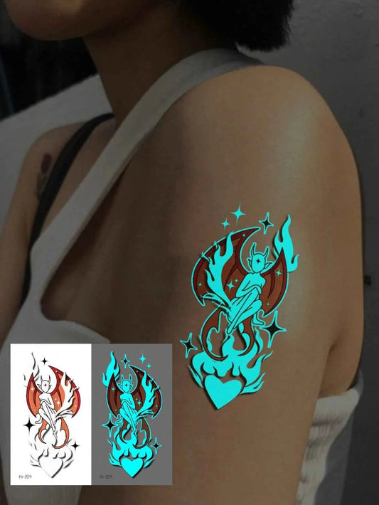 Halloween Glow Pumpkin Skull Tattoo Sticker
