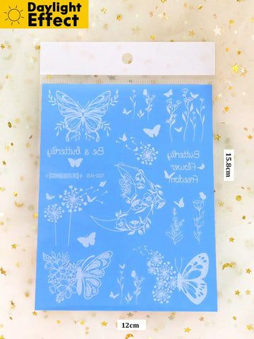 Glow-in-Dark Celestial Butterfly Moon Tattoo Set
