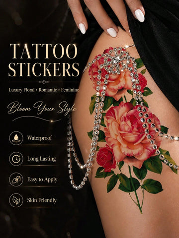 Red Rose Luxury Botanical Tattoo Sticker