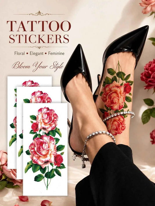 Red Rose Luxury Botanical Tattoo Sticker