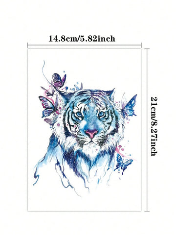 Blue Tiger Watercolor Butterfly Tattoo Sticker