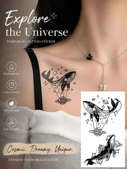 Cosmic Whale Galaxy Tattoo Sticker