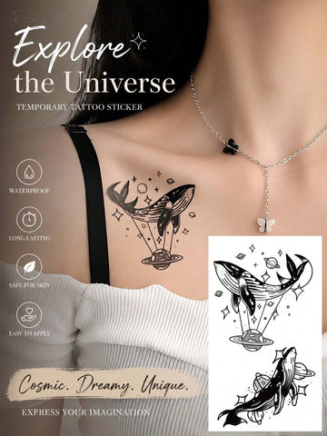 Cosmic Whale Galaxy Tattoo Sticker
