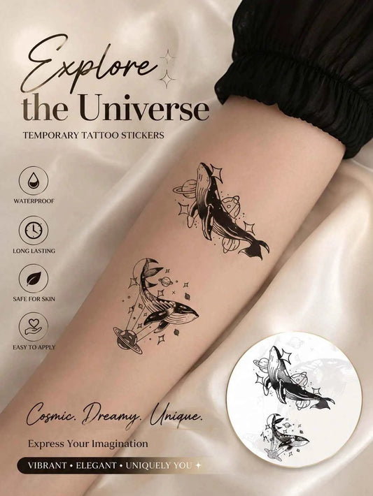 Cosmic Whale Galaxy Tattoo Sticker