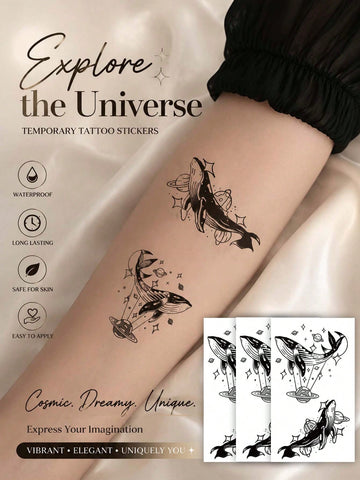Cosmic Whale Galaxy Tattoo Sticker