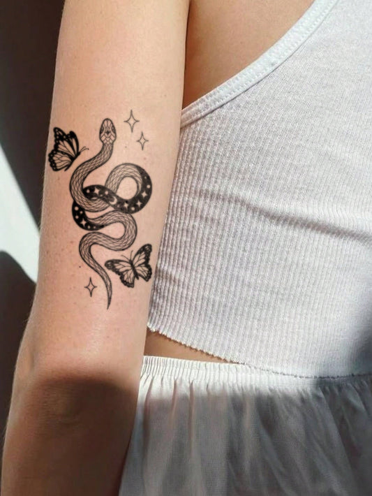 Gothic Snake Butterfly Tattoo Sticker