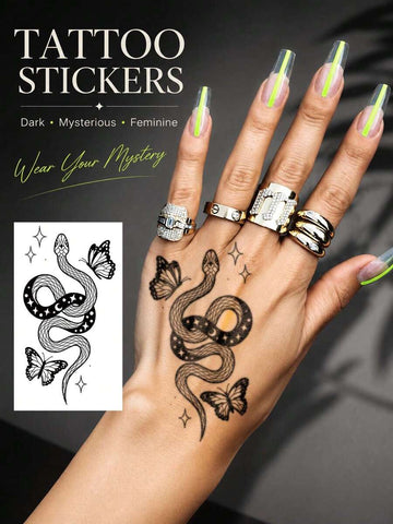 Gothic Snake Butterfly Tattoo Sticker