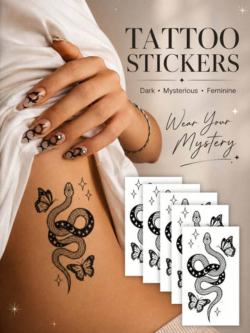 Gothic Snake Butterfly Tattoo Sticker